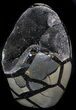 Polished Septarian Geode Sculpture - Black Crystals #37128-1